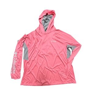 Columbia PFG Womens Pink Terminal Tackle Hoodie XL Sun Protection Fishing Shirt